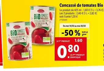 Lidl Baresa Concassé de tomates Bio offre
