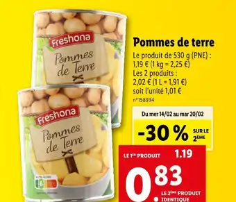 Lidl Freshona Pommes de terre offre