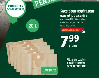 Lidl Sacs pour aspirateur eau et poussière offre