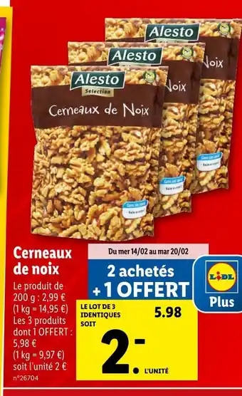 Lidl Alesto Cerneaux de noix offre