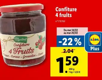 Lidl Maribel Confiture 4 fruits offre
