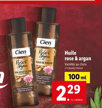 Lidl Cien Huile rose & argan offre