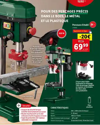 Lidl PARKSIDE Perceuse d’établi offre