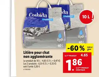 Lidl Cosbida Litière pour chat non agglomérante offre