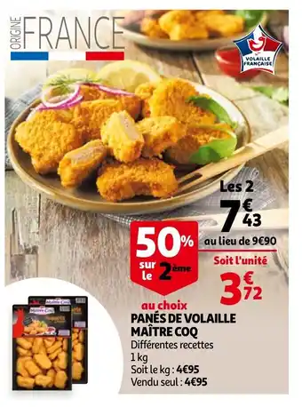 Auchan Panés de volaille maître coq offre
