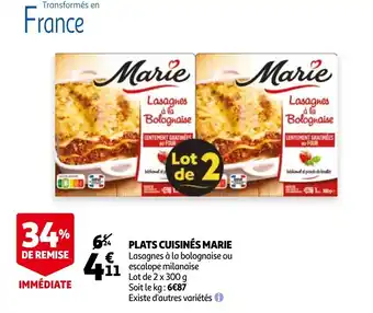 Auchan Plats cuisinés marie offre