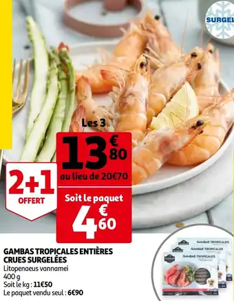 Auchan Gambas tropicales entières crues surgelées offre