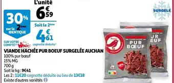Auchan Viande hachée pur boeuf surgelée auchan offre