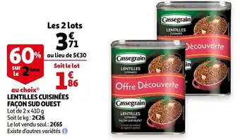 Auchan Lentilles cuisinées façon sud ouest offre