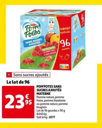 Auchan Pom'potes sans sucres ajoutés materne offre