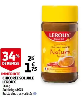 Auchan Chicorée soluble leroux offre