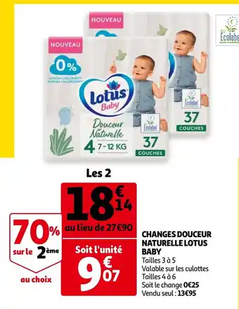 Auchan Changes douceur naturelle lotus baby offre