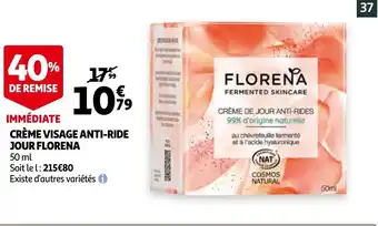 Auchan Crème visage anti-ride jour florena offre