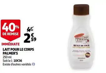 Auchan Lait pour le corps palmer's offre