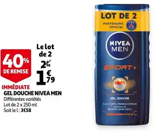 Auchan Gel douche nivea men offre