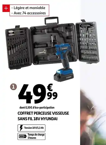 Auchan Coffret perceuse visseuse sans fil offre