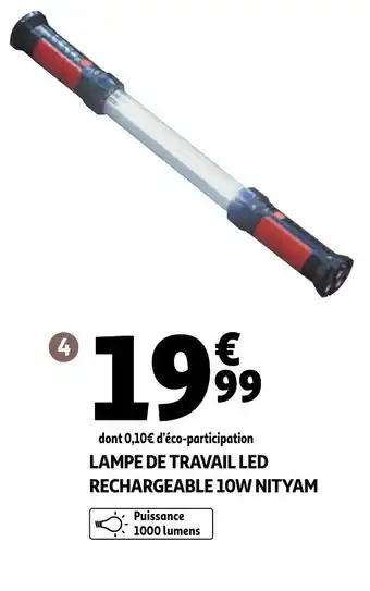 Auchan Lampe de travail led rechargeable 10W nityam offre