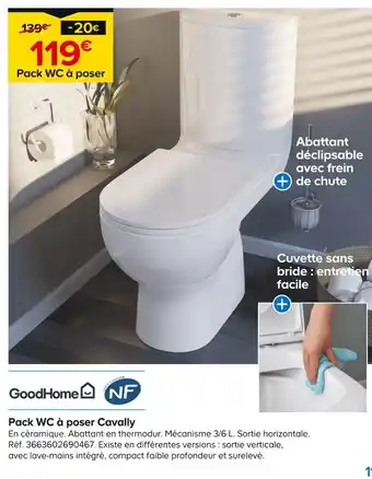 Castorama GoodHome Pack WC à poser Cavally offre