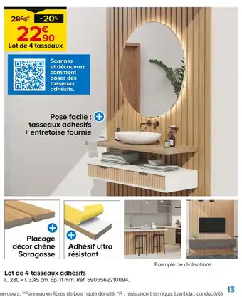 Castorama Lot de 4 tasseaux adhésifs offre