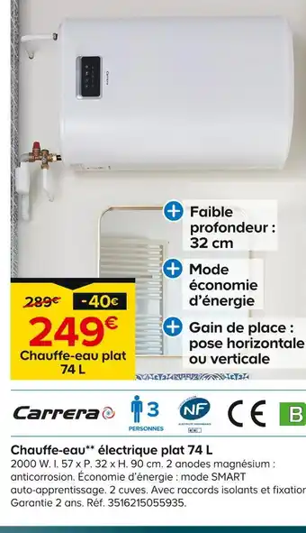 Castorama Carrera Chauffe-eau électrique plat 74 L offre