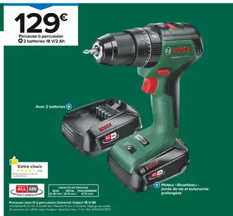 Castorama BOSCH Perceuse sans fil à percussion Universal Impact 18 V-60 offre