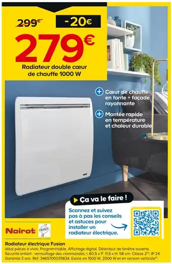 Castorama Noirot Radiateur électrique Fusion offre