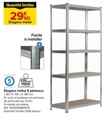 Castorama Étagère métal 5 plateaux offre