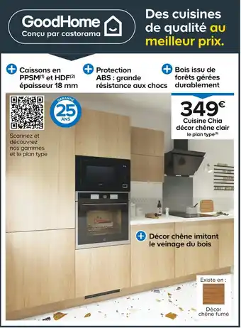 Castorama GoodHome Cuisine Chia décor chêne clair le plan type offre