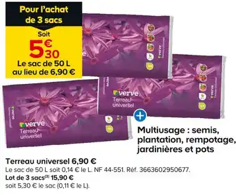 Castorama Verve Terreau universel offre
