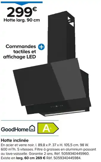 Castorama GoodHome Hotte inclinée offre