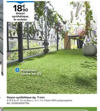 Gazon synthétique ép. 7 mm