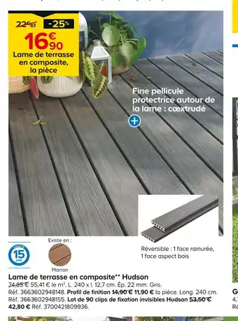 Castorama Lame de terrasse en composite Hudson offre