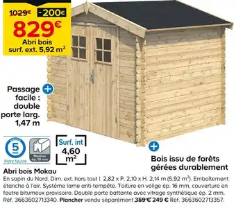 Castorama Abri bois Mokau offre