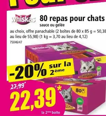 Norma WHISKAS 80 repas pour chats offre