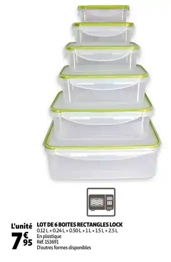 Auchan Lot de 6 Boites Rectangles Lock offre
