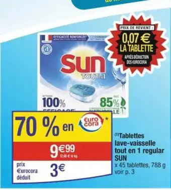 Cora x Carrefour (¹)Tablettes lave-vaisselle tout en 1 regular SUN offre