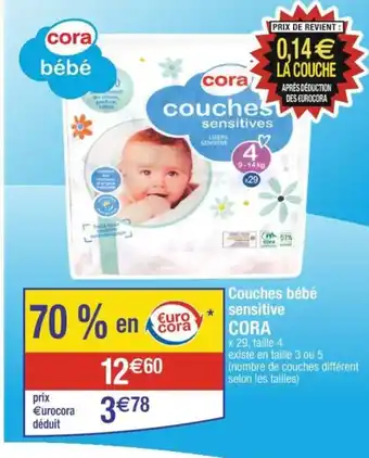 Cora x Carrefour Couches bébé sensitive CORA offre