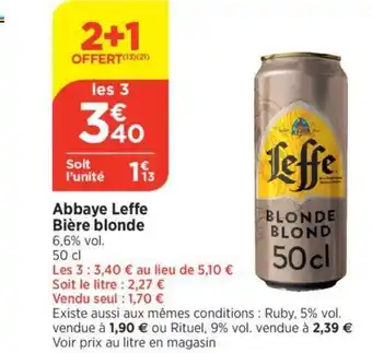 Bi1 Abbaye Leffe Bière blonde offre
