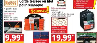 Corde tressee aou filet pour remorque
