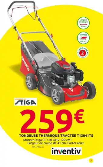 Mr Bricolage TONDEUSE THERMIQUE TRACTÉE T12041TS offre