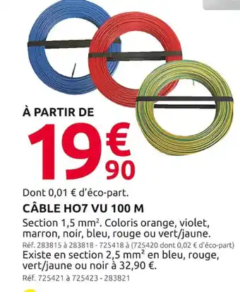 Mr Bricolage CÂBLE HO7 VU 100 M offre