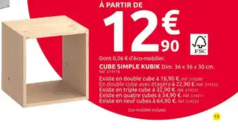 Mr Bricolage CUBE SIMPLE KUBIK offre