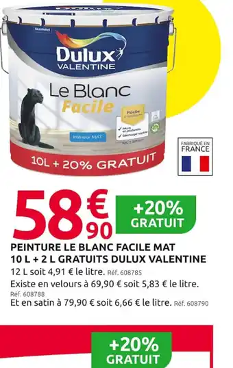 Mr Bricolage PEINTURE LE BLANC FACILE MAT offre
