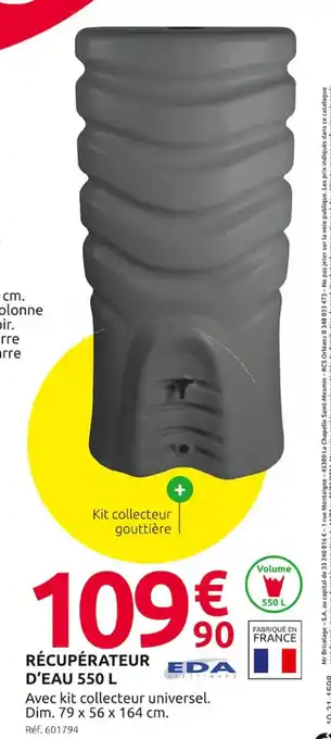 Mr Bricolage RÉCUPÉRATEUR D'EAU 550 L offre