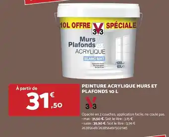 Bricomarché PEINTURE ACRYLIQUE MURS ET PLAFONDS 10 L offre