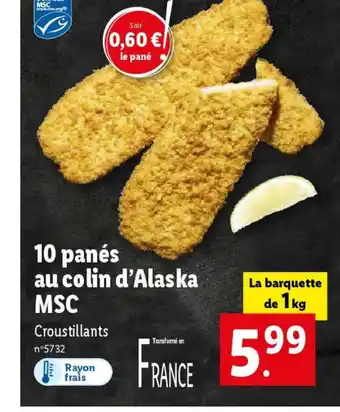 Lidl 10 panés au colin d'Alaska offre