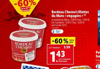 Lidl Bordeau Chesnel rillettes du Mans engagées offre