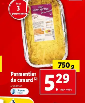 Lidl Parmentier de canard (2) offre