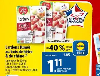 Lidl Lardons fumés au bois de hêtre offre