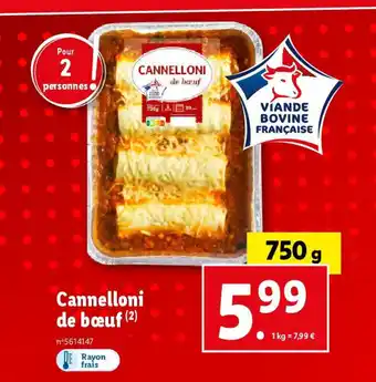 Lidl Cannelloni de bœuf offre